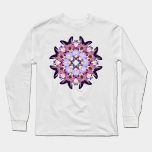 purple butterflies mandala Long Sleeve T-Shirt